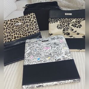 MICHE Set of Black Accent Print Clutches - Leopard, Floral & Script Designs